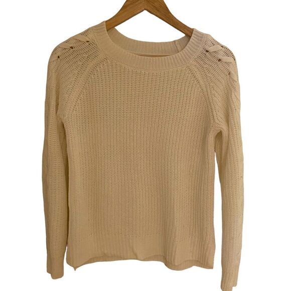 SO Cream medium Long sleeve sweater Criss cross sleeves white - Picture 1 of 7